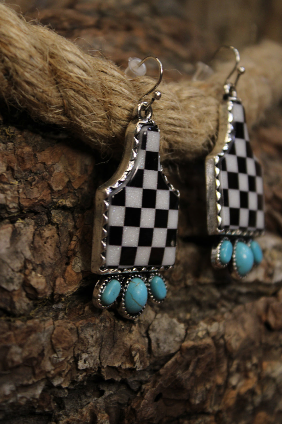 Cowgirl Checkmate Drop Earrings