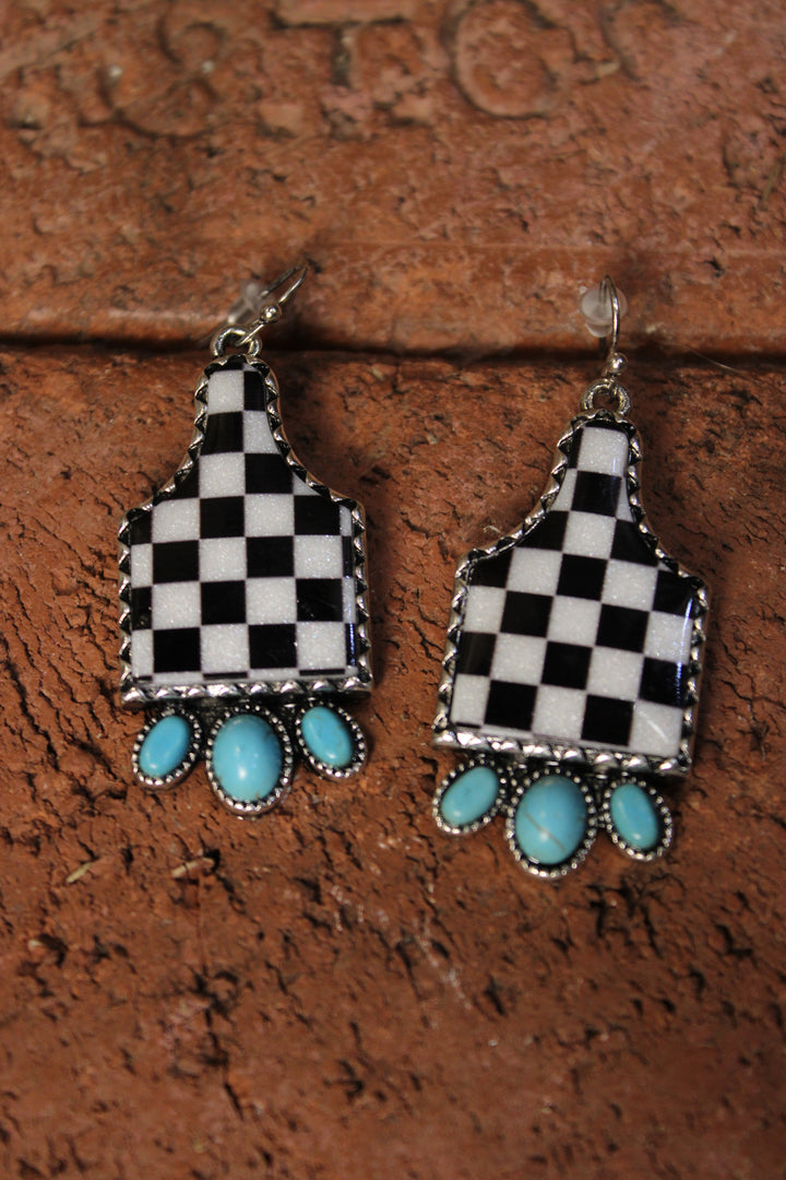 Cowgirl Checkmate Drop Earrings