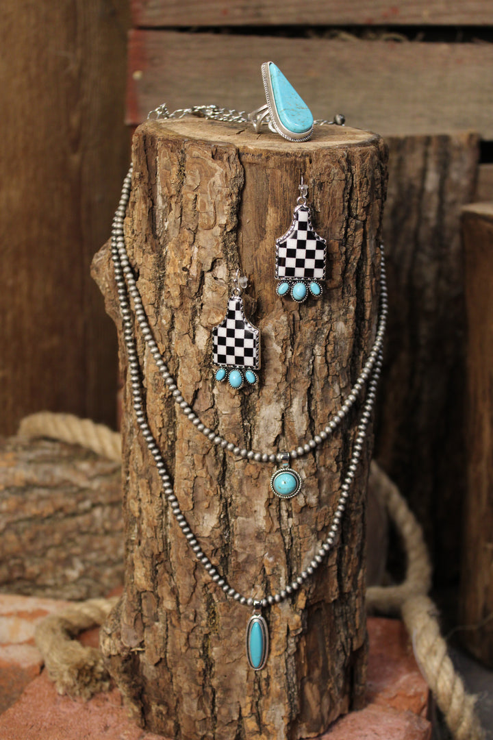 Cowgirl Checkmate Drop Earrings
