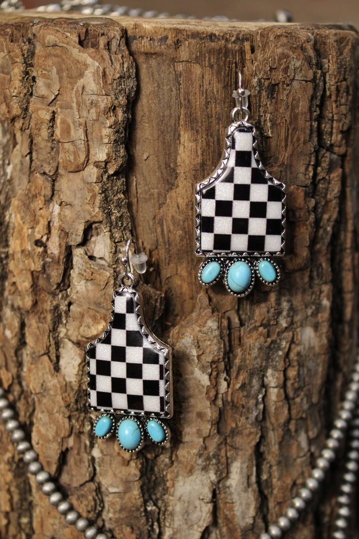 Cowgirl Checkmate Drop Earrings