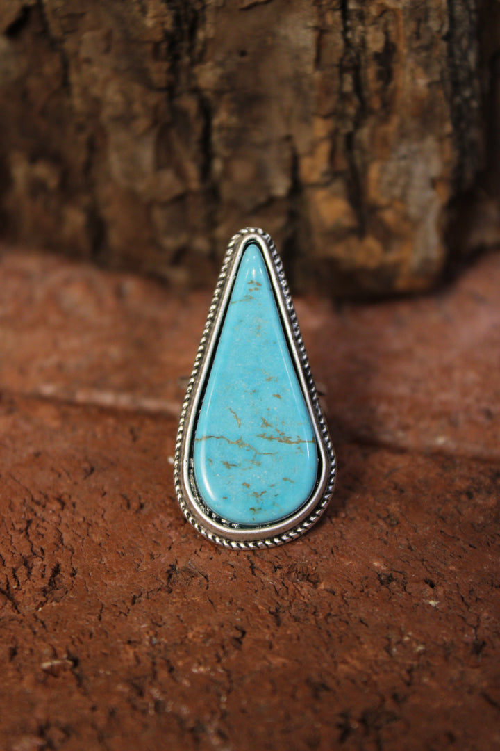 Teal Teardrop Ring