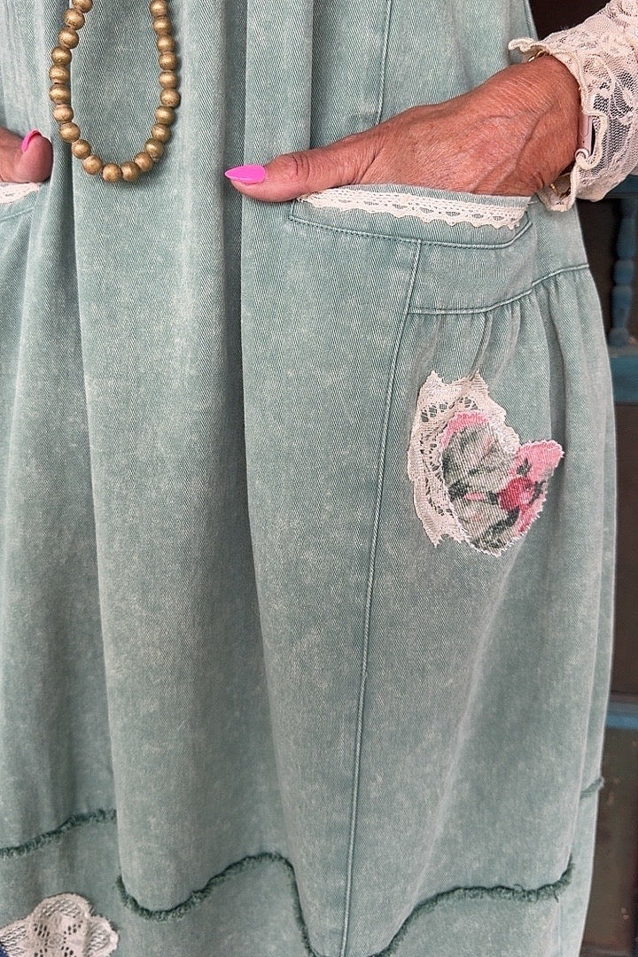 FGO Sage Sweetheart Applique Overall Dress