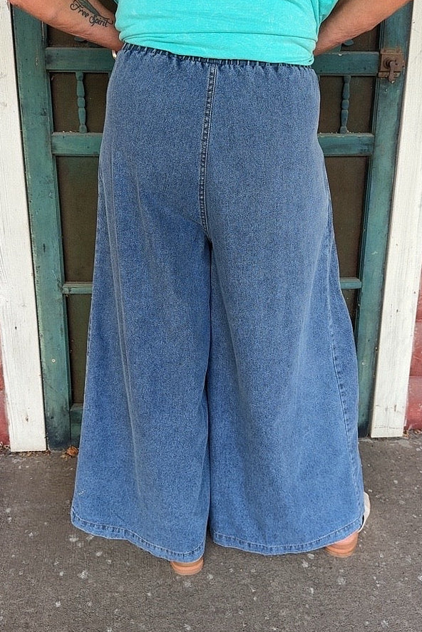 Social Butterfly Wide Leg Denim Pants