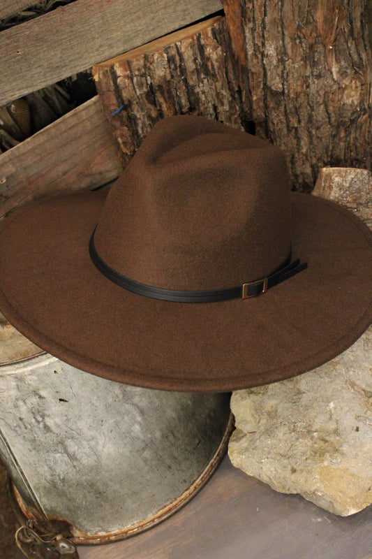 Chocolate Cort Wide Brim Hat