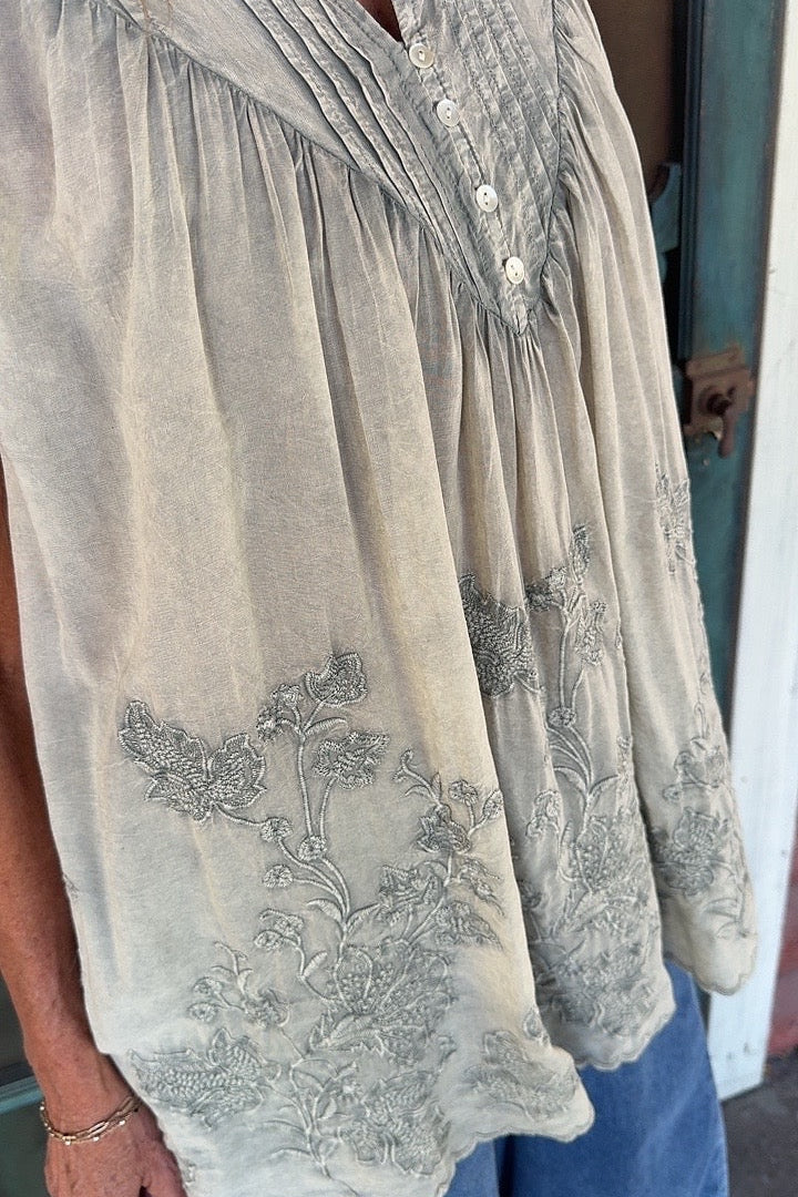 Meadow Mist Pintuck Tank Top