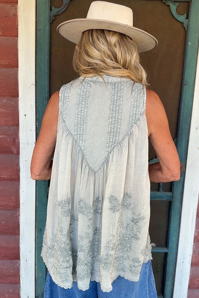 Meadow Mist Pintuck Tank Top