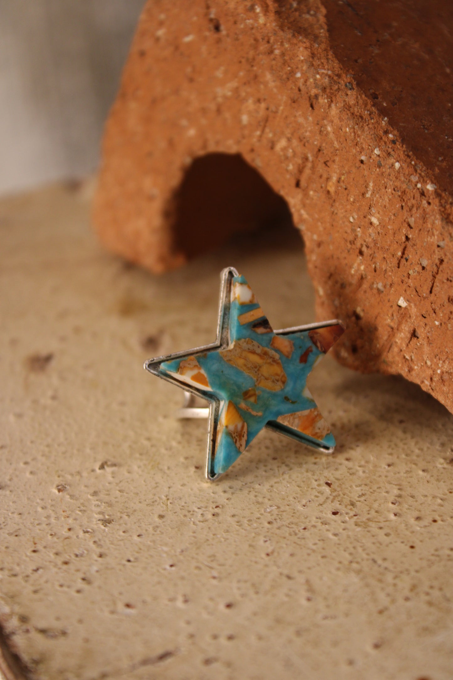 Citrus Teal Star Ring