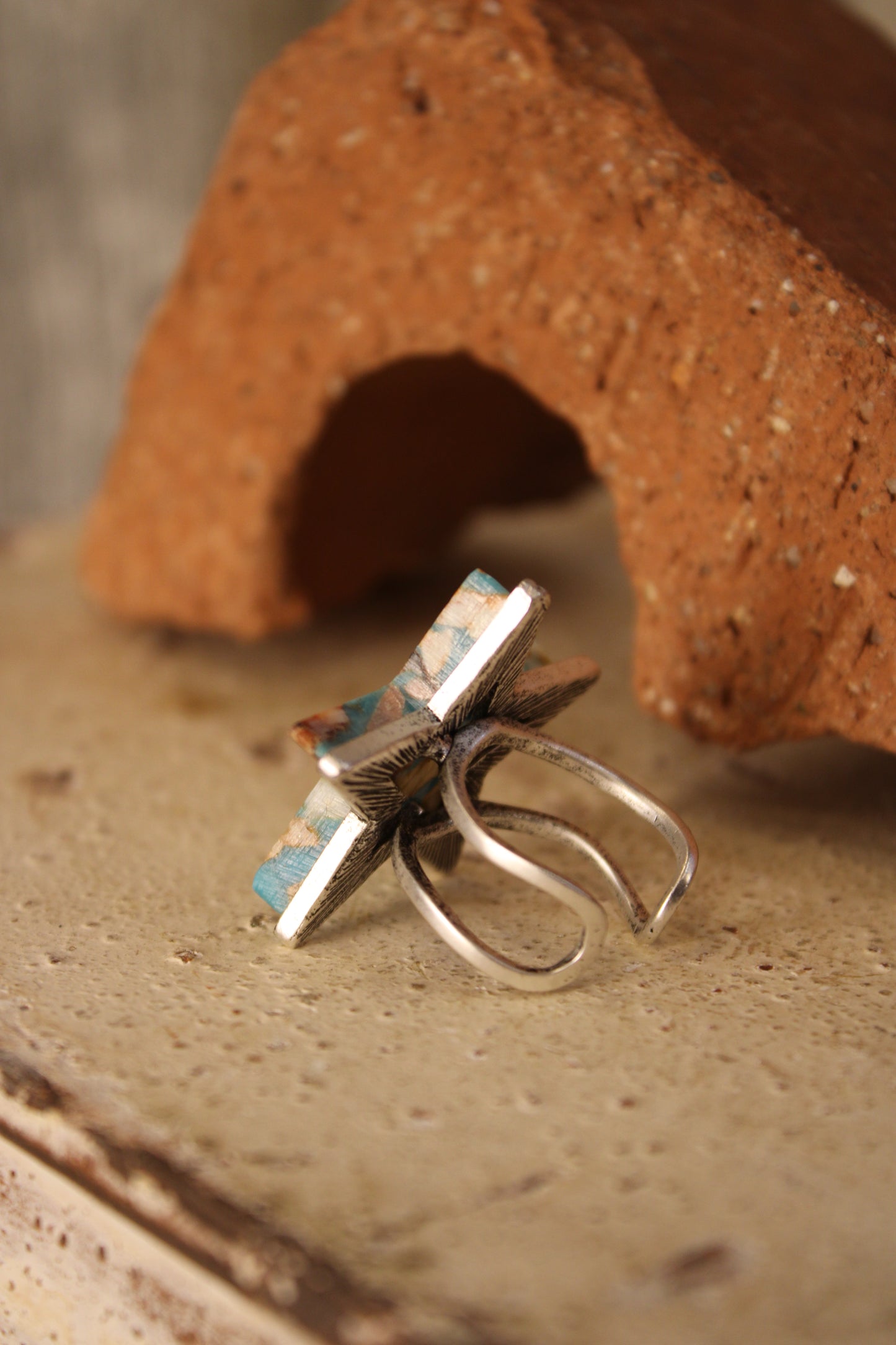 Citrus Teal Star Ring