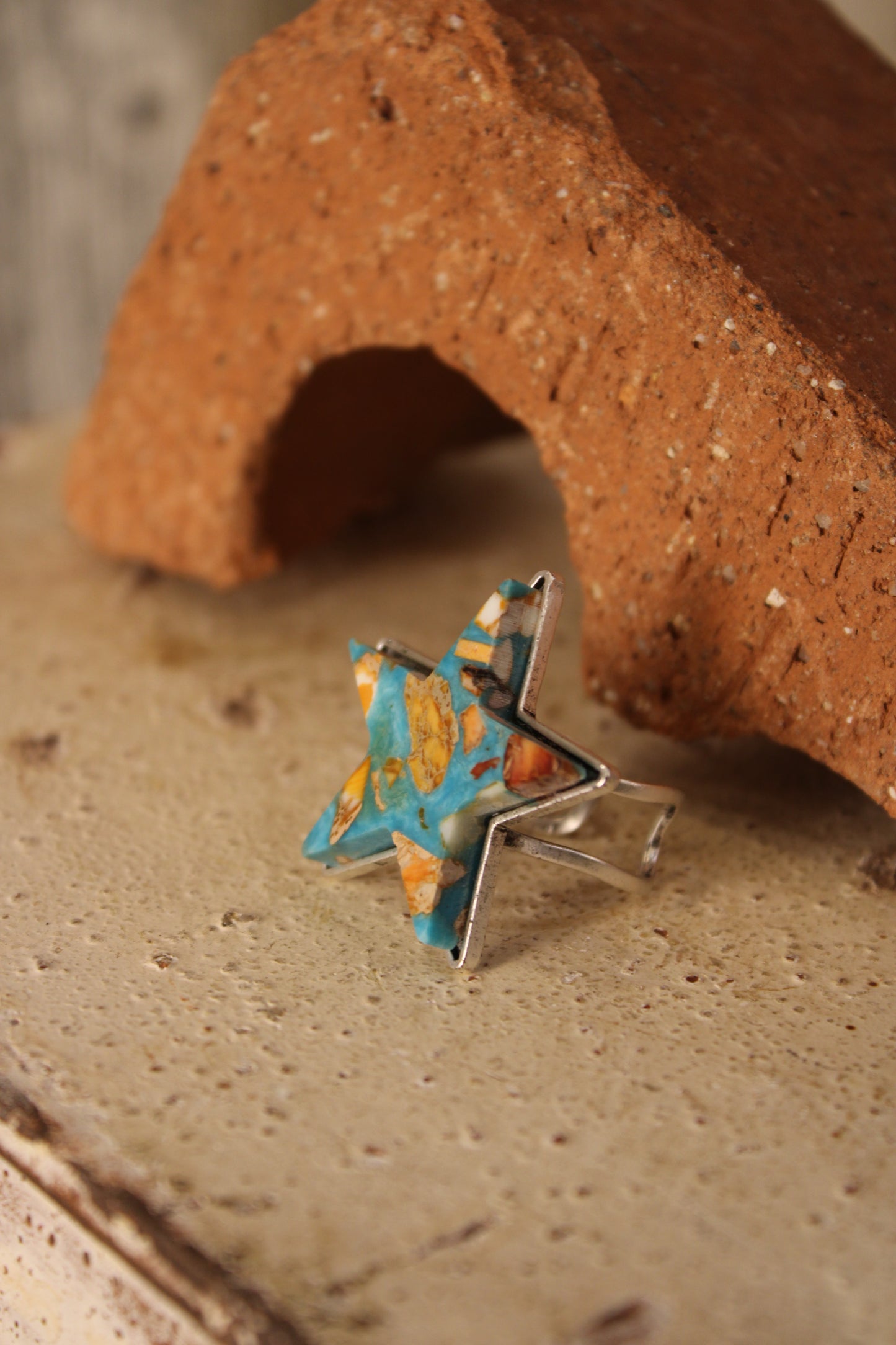 Citrus Teal Star Ring