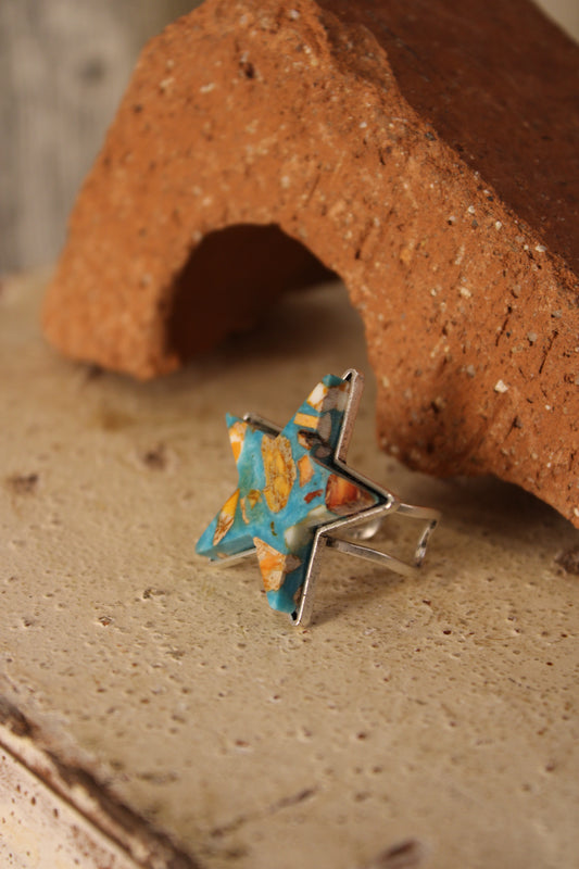 Citrus Teal Star Ring