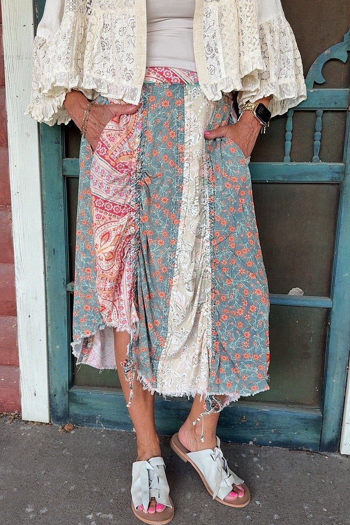 Patchwork Jubilee Sage Skirt
