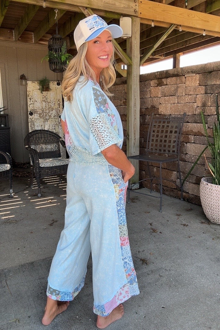 Baby Blue Cotton Casual Top