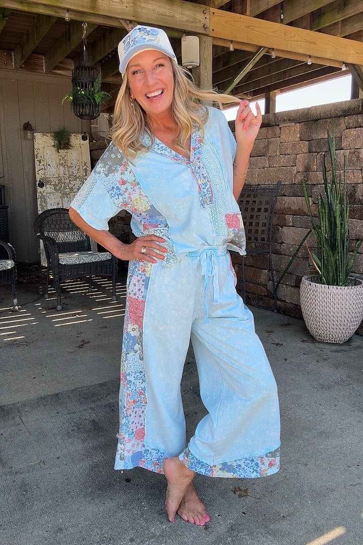 Baby Blue Cotton Casual Top