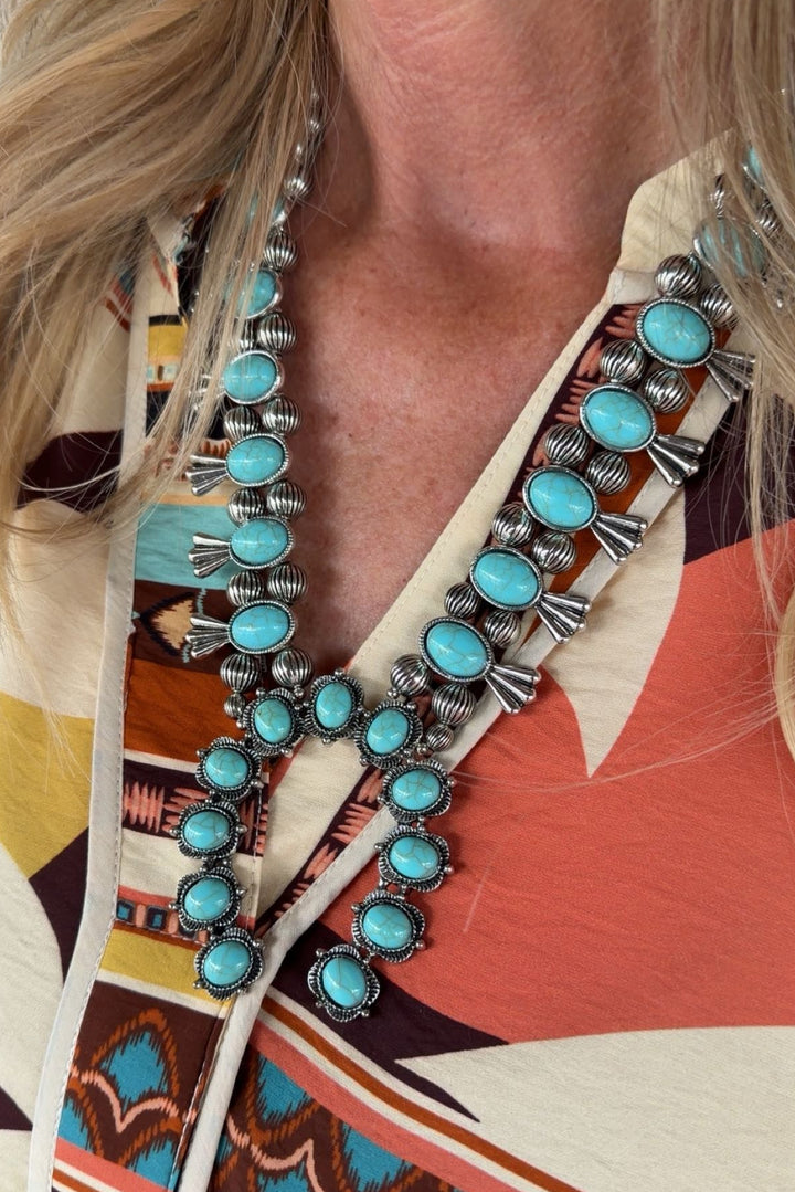 Clear Sky Squash Blossom Necklace