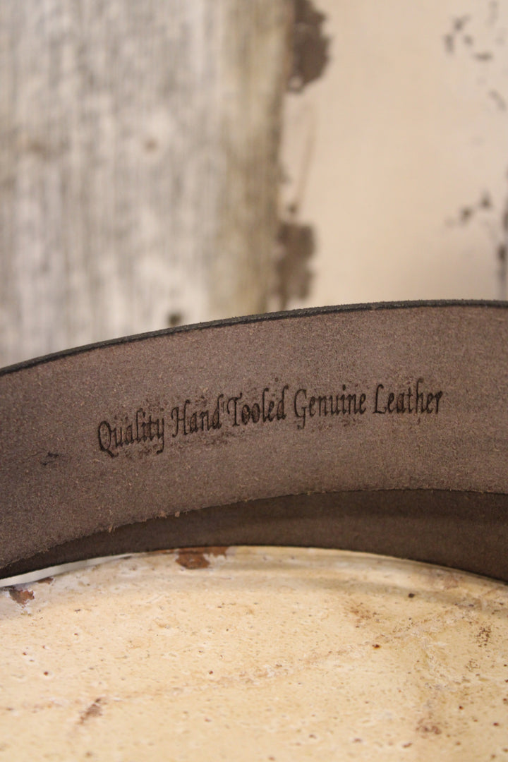 Picket Fence Charcoal Leather Belt