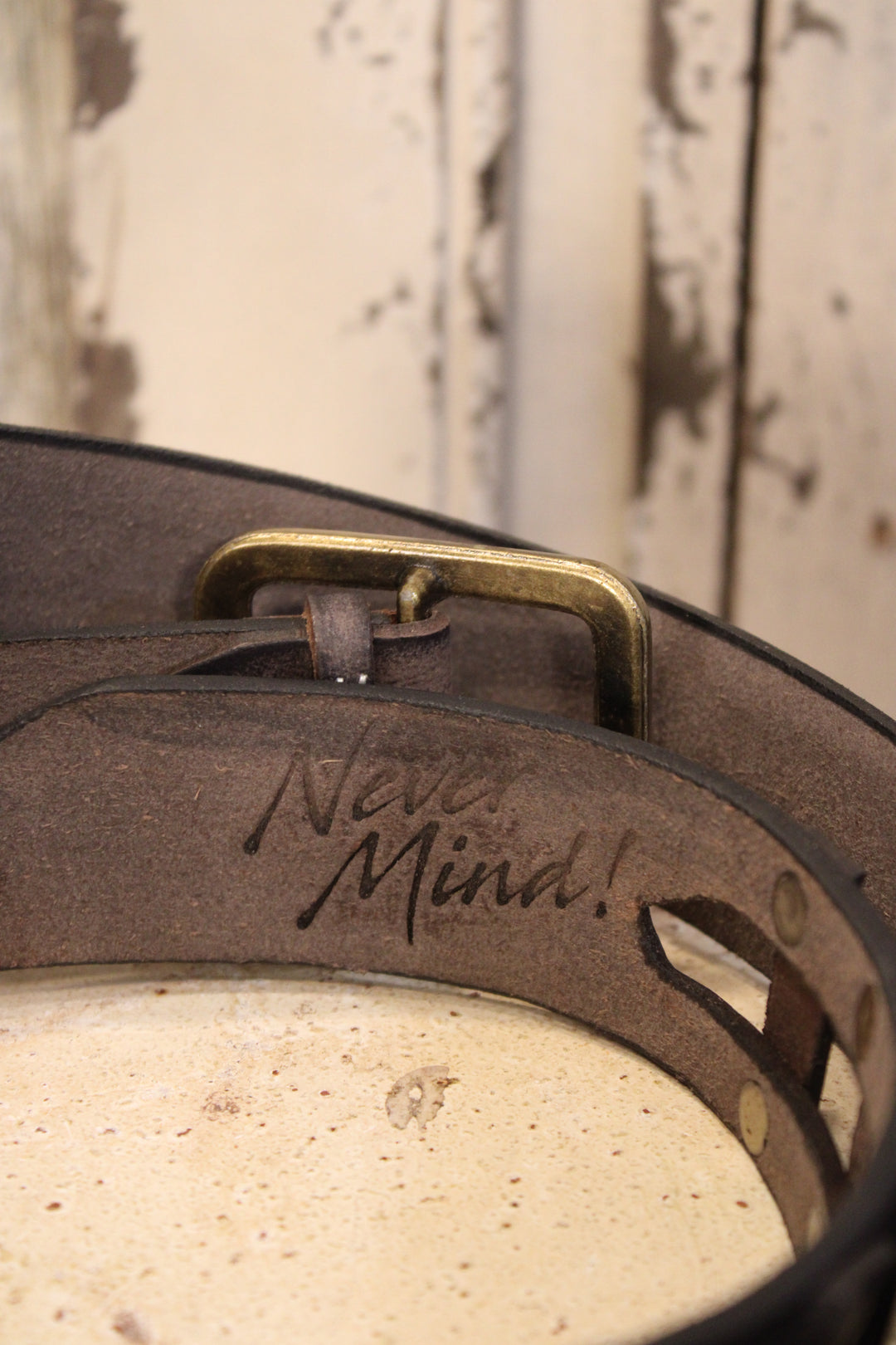 Picket Fence Charcoal Leather Belt