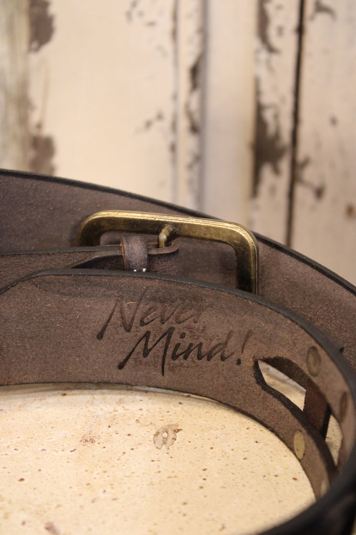 Picket Fence Charcoal Leather Belt