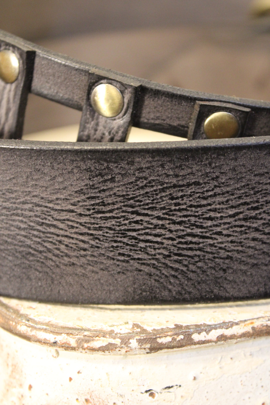 Picket Fence Charcoal Leather Belt