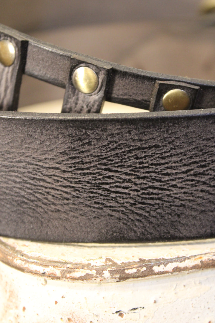 Picket Fence Charcoal Leather Belt
