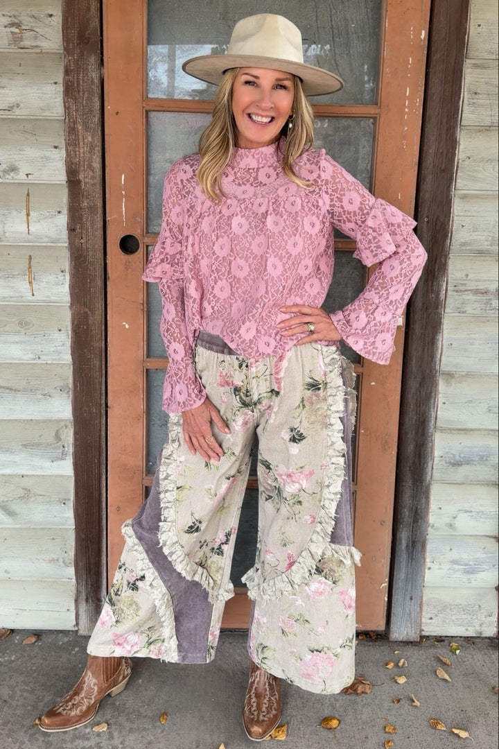 Enchanted Floral Plum Pants