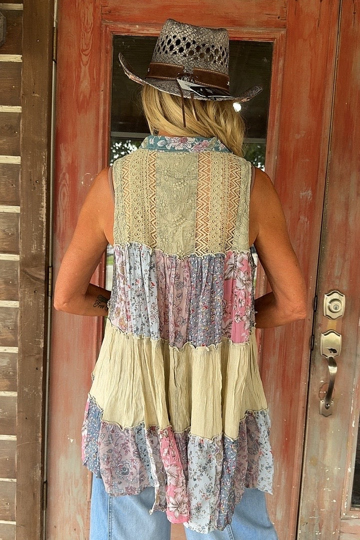 Patchwork Meadow Latte Tank