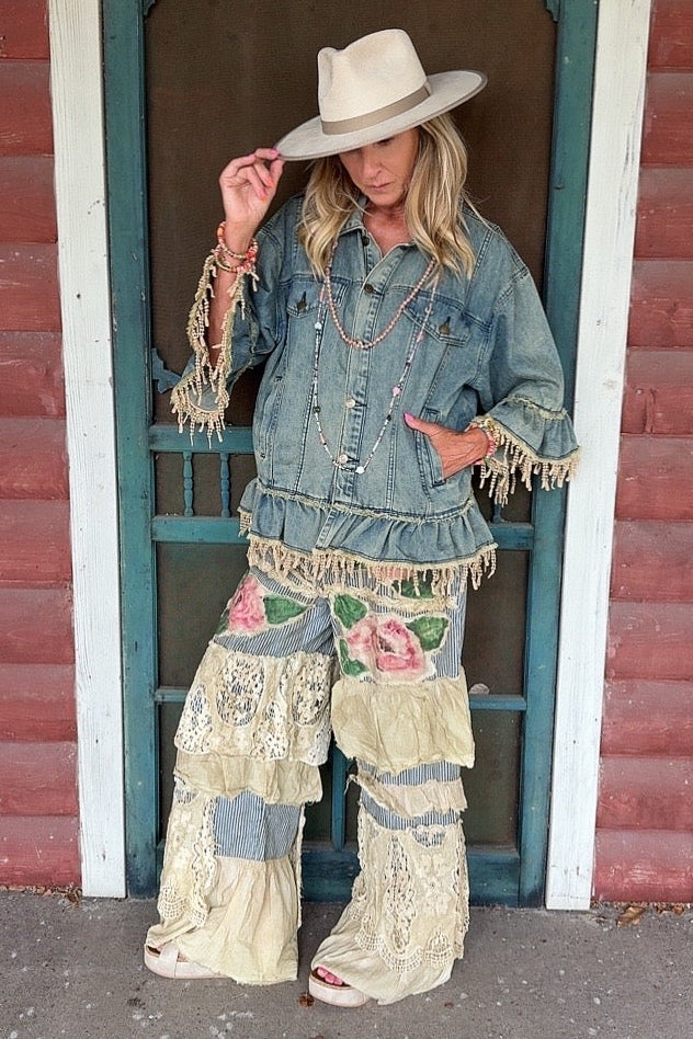 Sierra Lace Fringe Denim Jacket