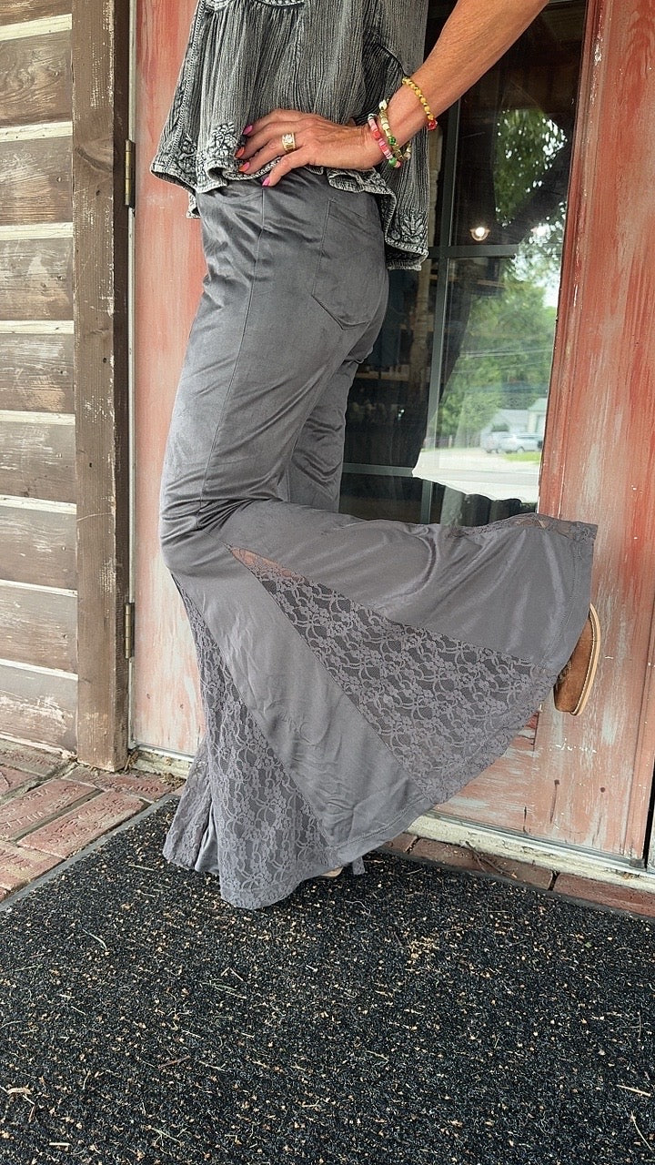 Smoky Lace Charcoal Flare Pants