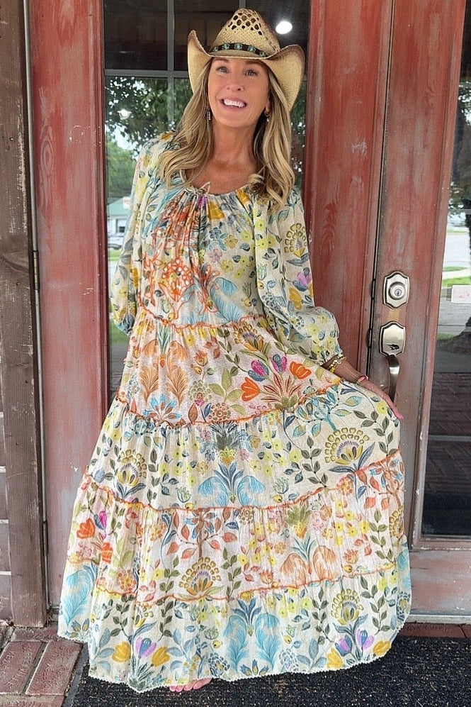 Blossom Cascade Cotton Maxi Dress