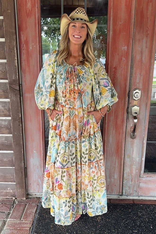 Blossom Cascade Cotton Maxi Dress