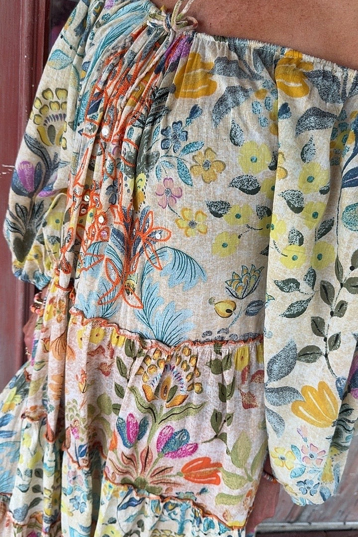 Blossom Cascade Cotton Maxi Dress