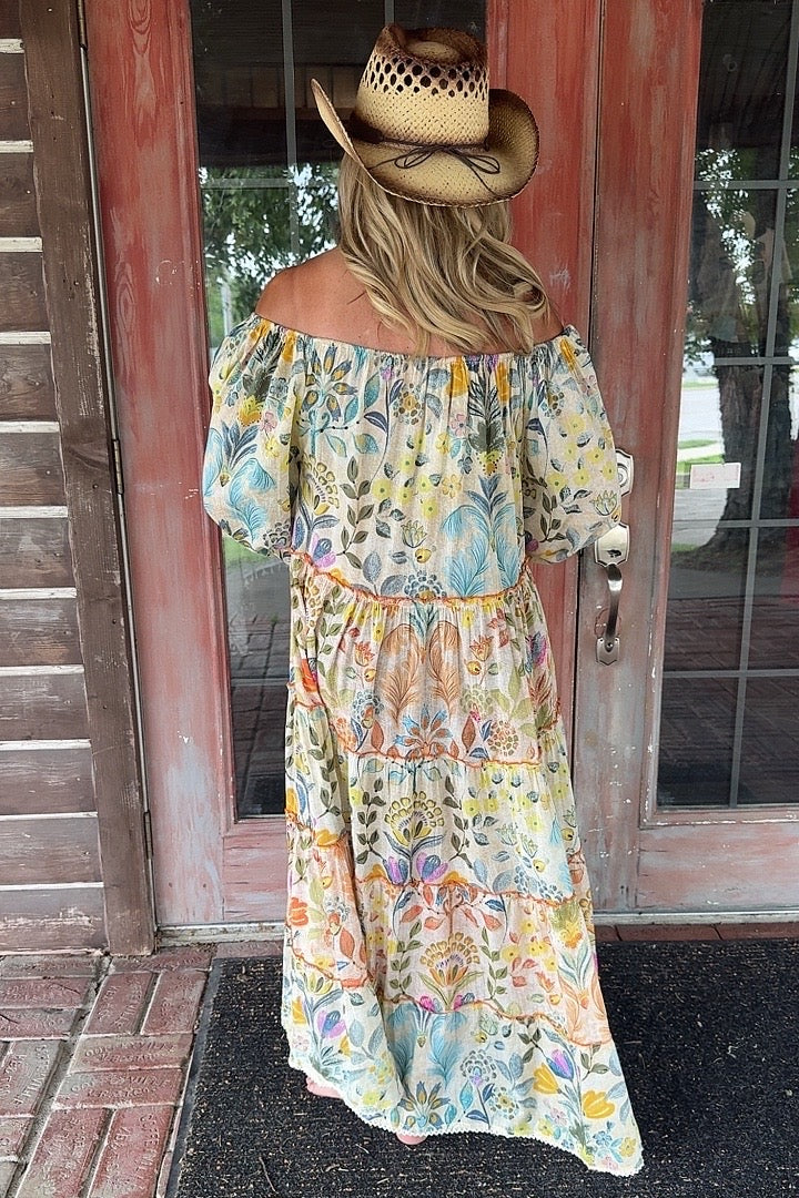 Blossom Cascade Cotton Maxi Dress