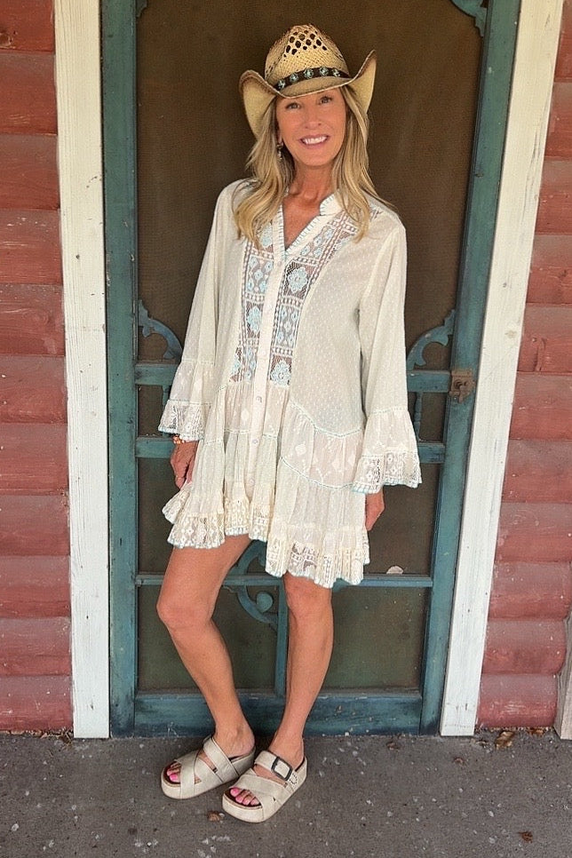 Ocean Breeze Teal Lace Dress
