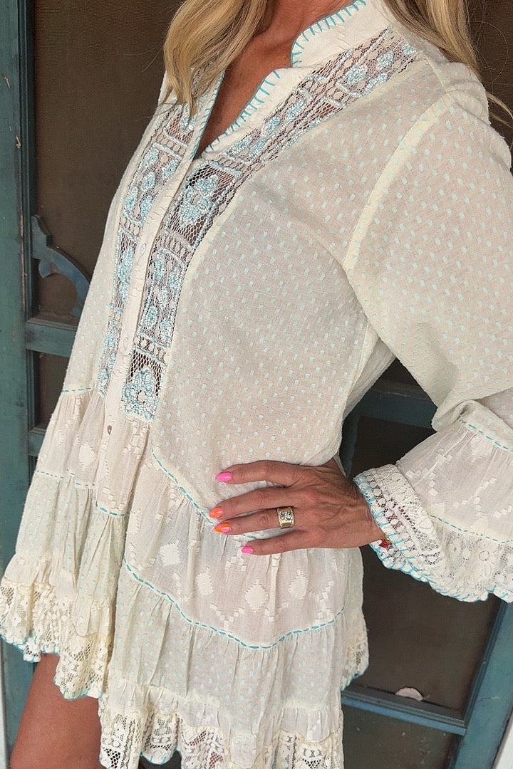 Ocean Breeze Teal Lace Dress