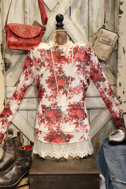 Rosewood Mesh Blouse