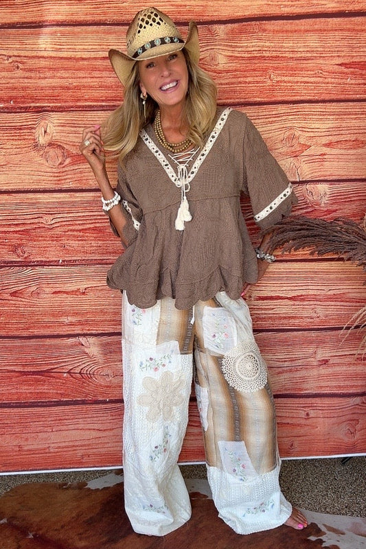 Mustard Plaid Cotton Pants