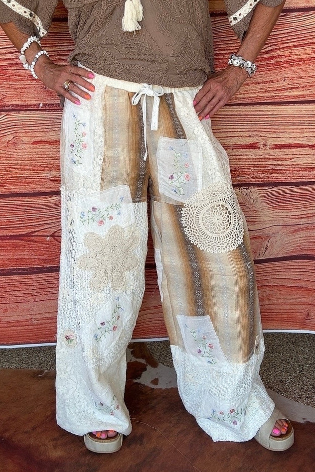 Mustard Plaid Cotton Pants