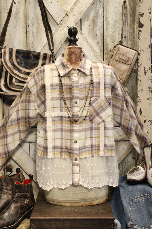 Prairie Lace Plaid Button-Up