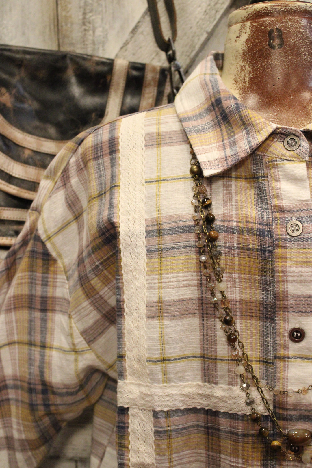 Prairie Lace Plaid Button-Up