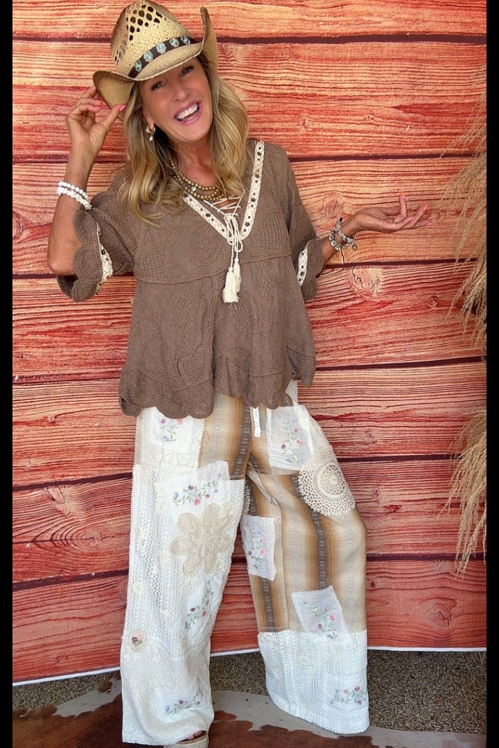 Mustard Plaid Cotton Pants