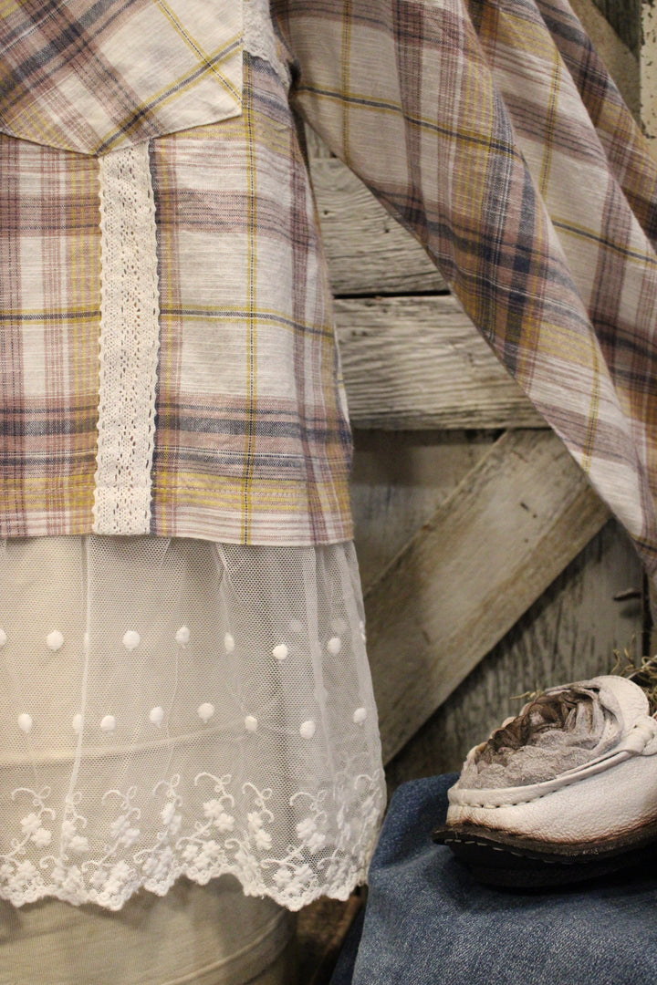 Prairie Lace Plaid Button-Up