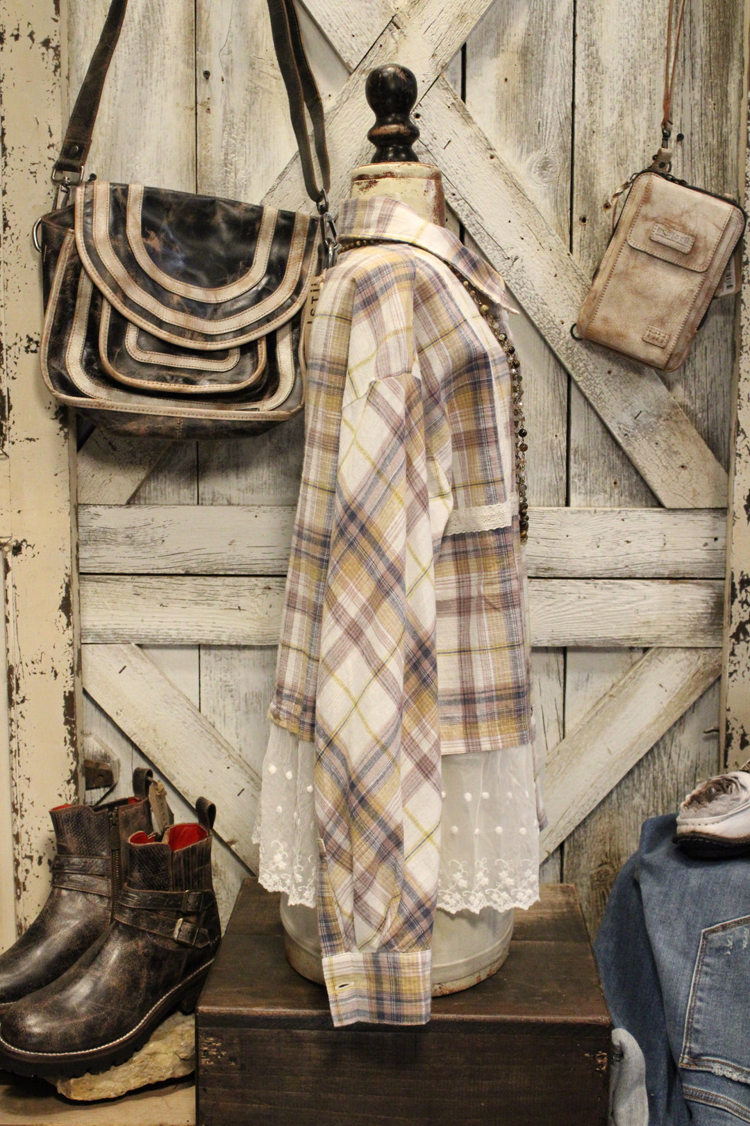 Prairie Lace Plaid Button-Up