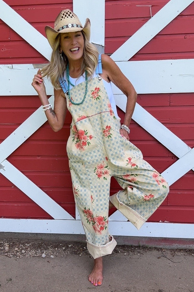 Picnic Patchwork Twill Overalls