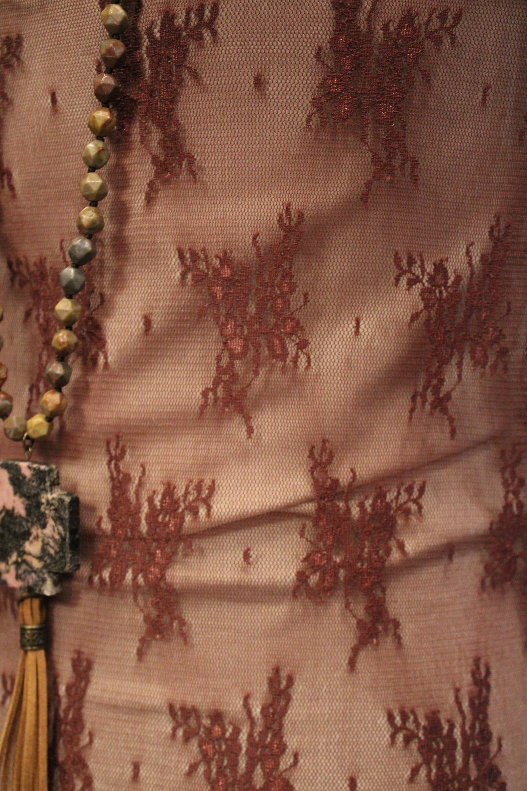 Whispering Lace Blouse In Burgundy