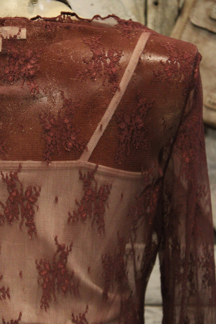 Whispering Lace Blouse In Burgundy
