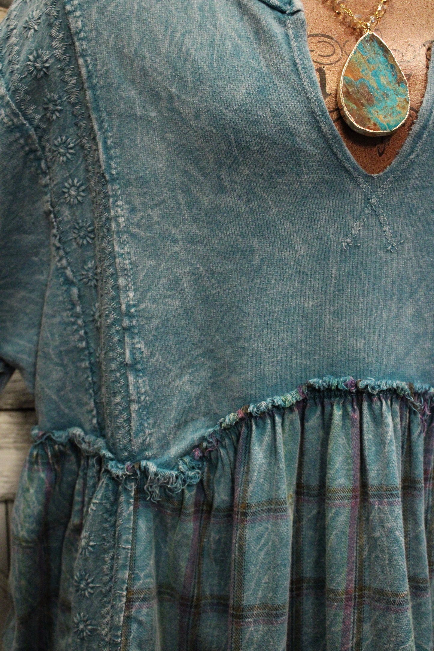 Plaid Petal Babydoll Top