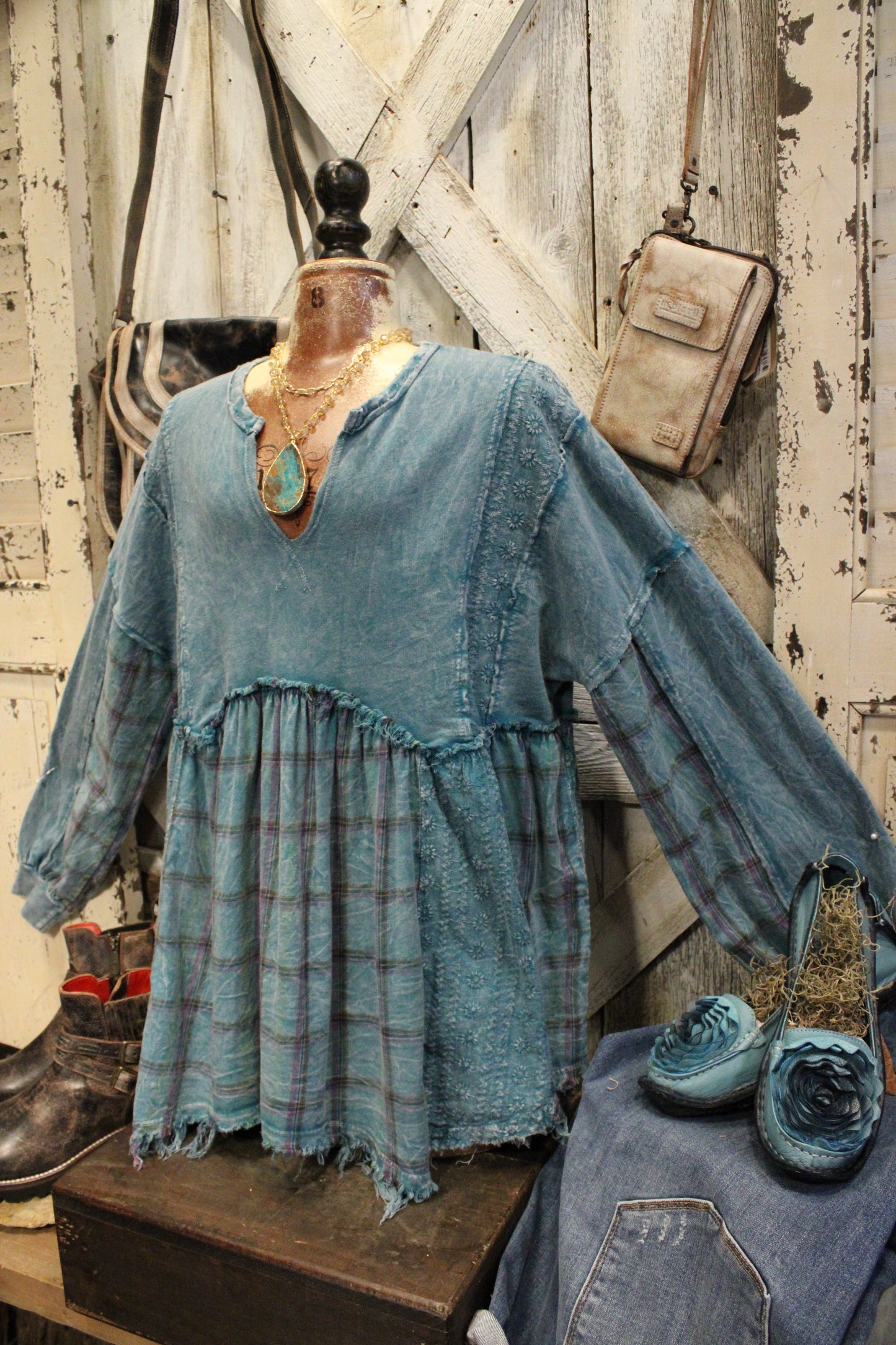 Plaid Petal Babydoll Top