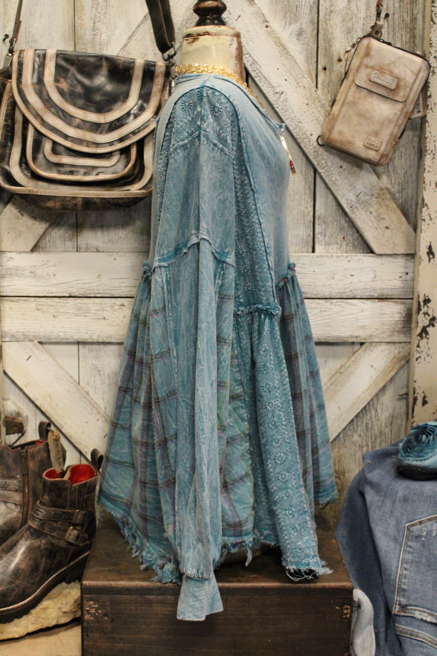 Plaid Petal Babydoll Top