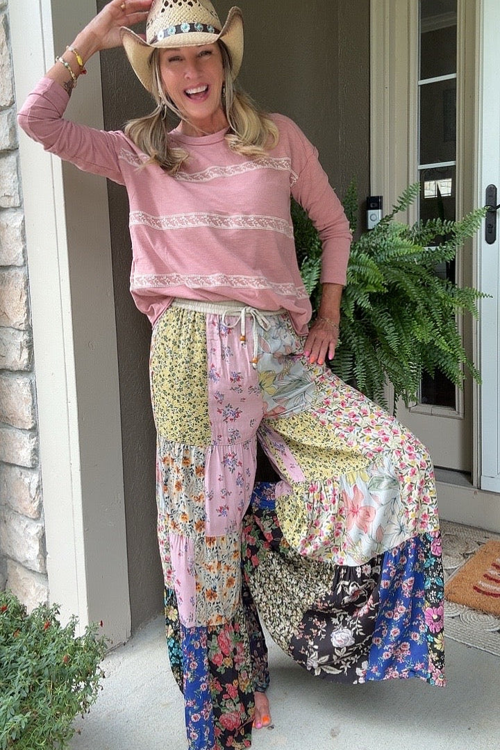 Patchwork Meadow Olive Pants