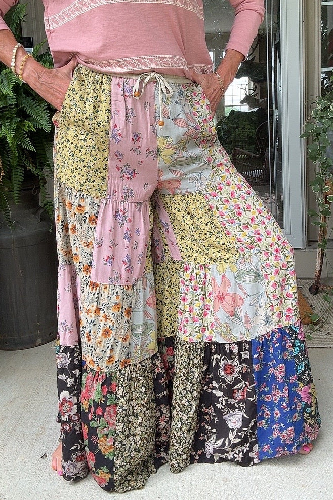 Patchwork Meadow Olive Pants