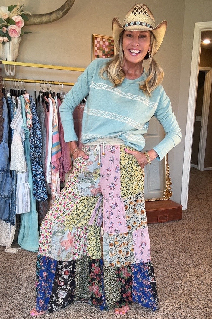 Patchwork Meadow Olive Pants